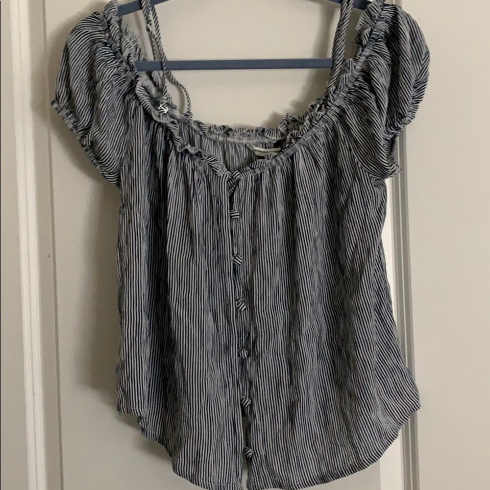 Halter white and blue stripped top